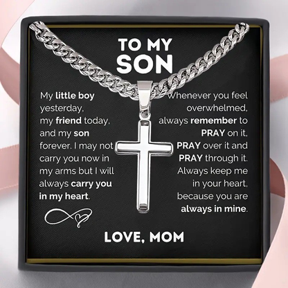 Vextyn | Stainless Steel Cross Pendant Cuban Link Chain Necklace