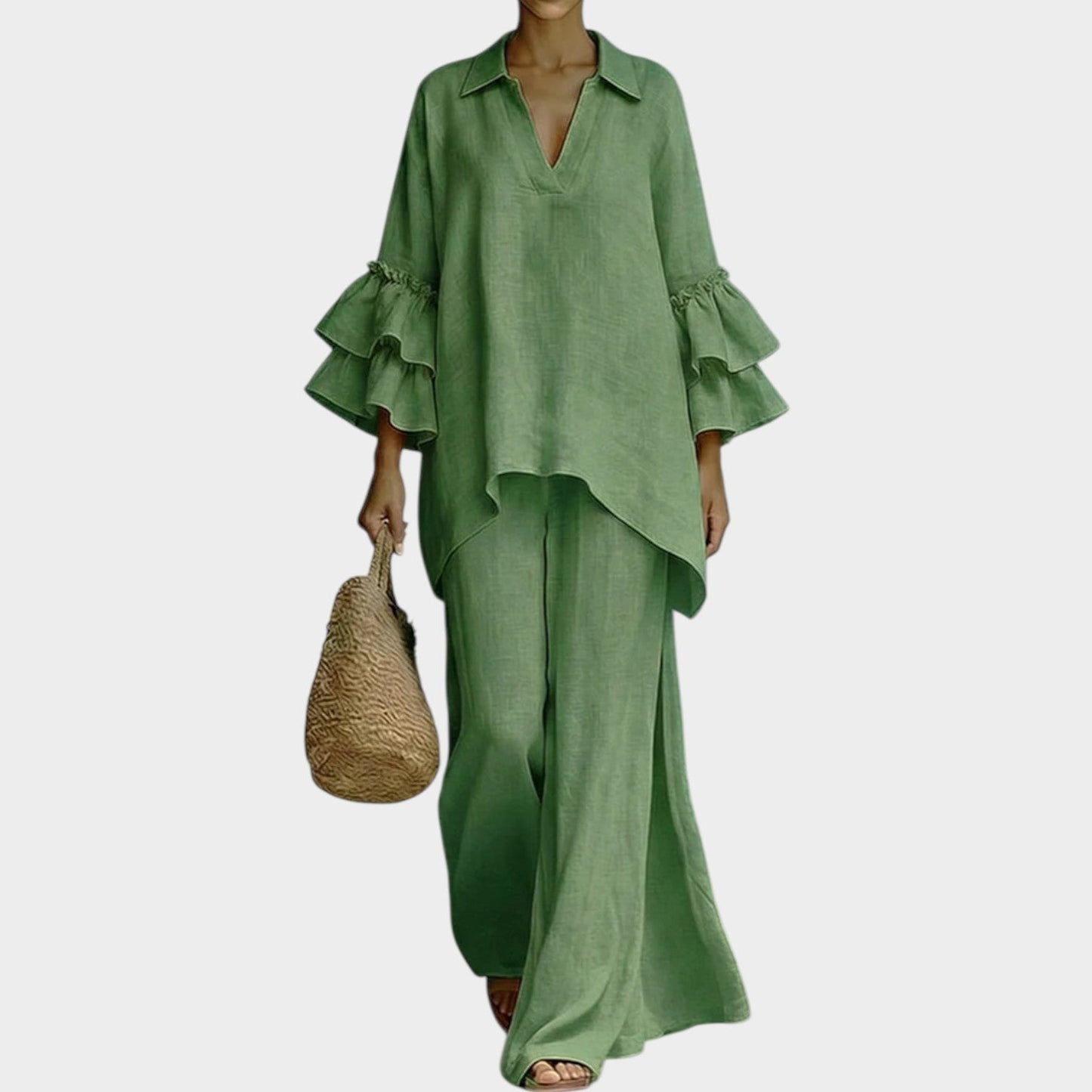 Elyndris | Flowing Ruffle Sleeve Two Piece Set
