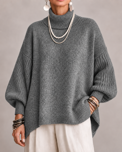 Nolisse | Relaxed Ribbed Sleeve Turtleneck Sweater