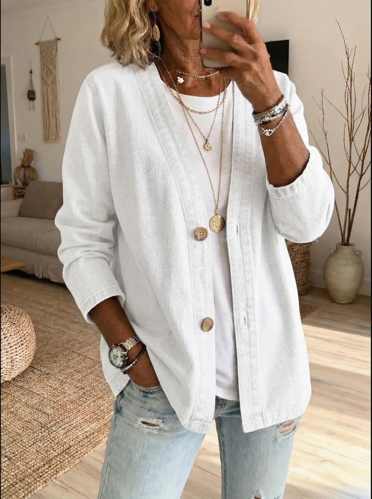 Paisley | Relaxed Fit Denim Button Cardigan