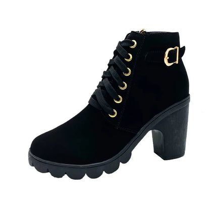Sloane | Buckle Detail Lace Up Ankle Boots