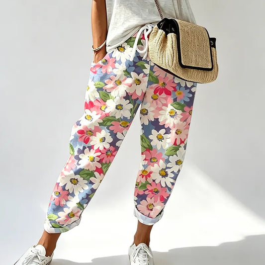 Quinella | Floral Print Casual Joggers