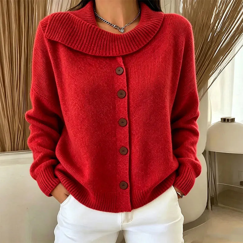 Ursella | Wide Collar Button Knit Cardigan