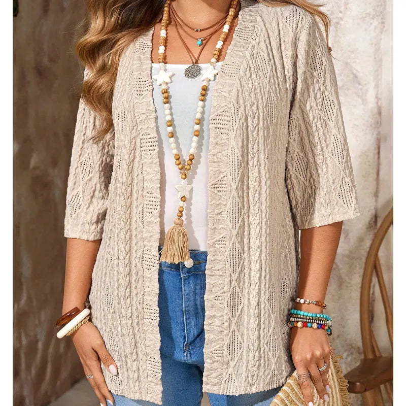 Queniva | Open Front Layered Cardigan Set
