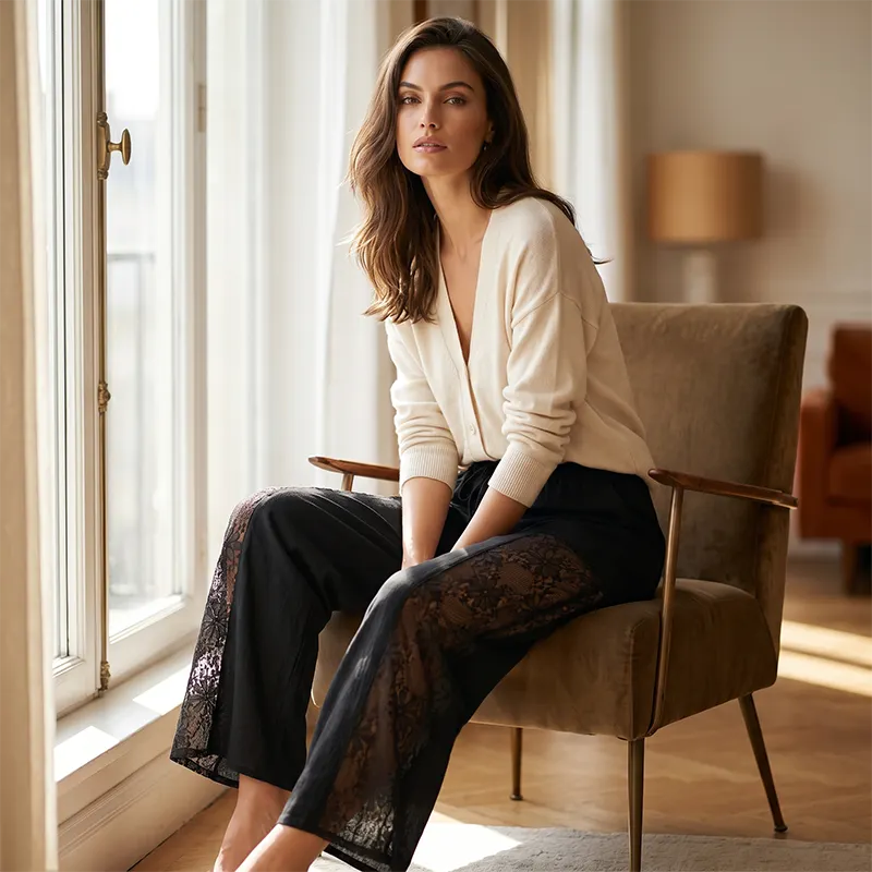 Rosavine | Relaxed Lace Insert Trousers