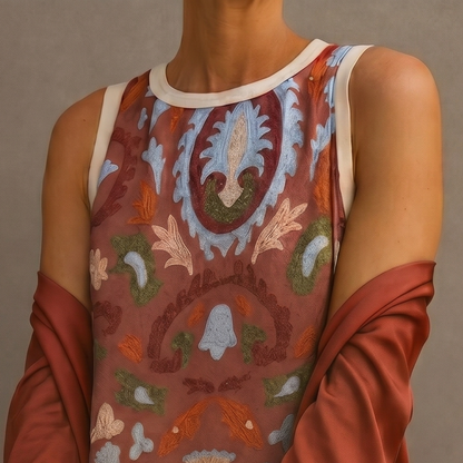 Mirevique | Printed Dress and Satin Shawl Set