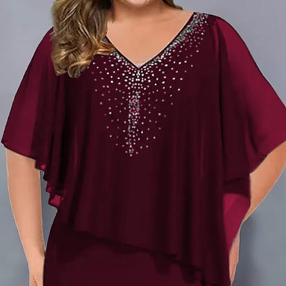 Faustine | Elegant Chiffon Cape Dress
