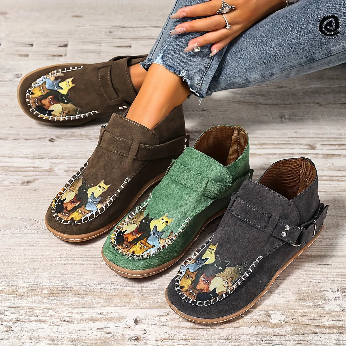 Flannery | Whimsical Cat Detail Casual Loafers