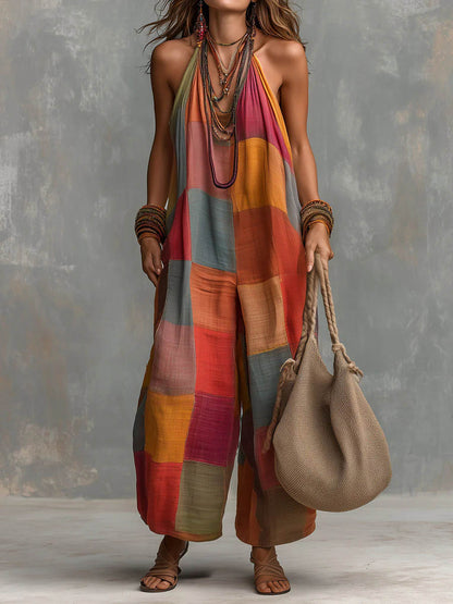 Zyphera | Patchwork Halter Jumpsuit
