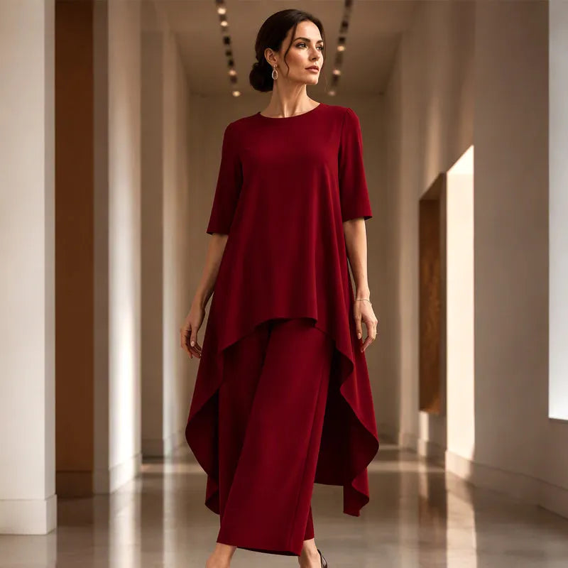 Ysella | Relaxed Asymmetric Wide Leg Pants Set