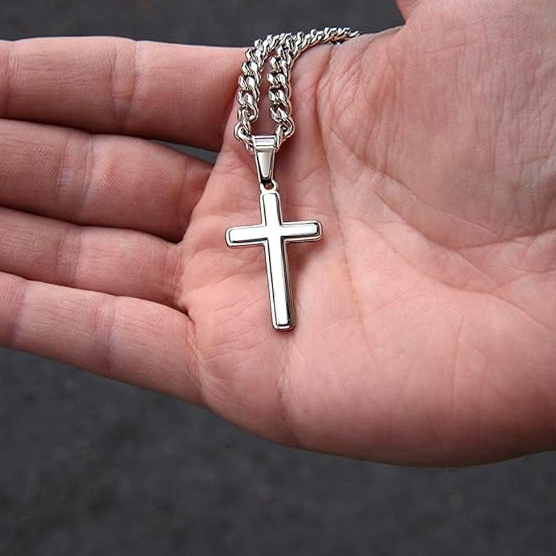 Vextyn | Stainless Steel Cross Pendant Cuban Link Chain Necklace