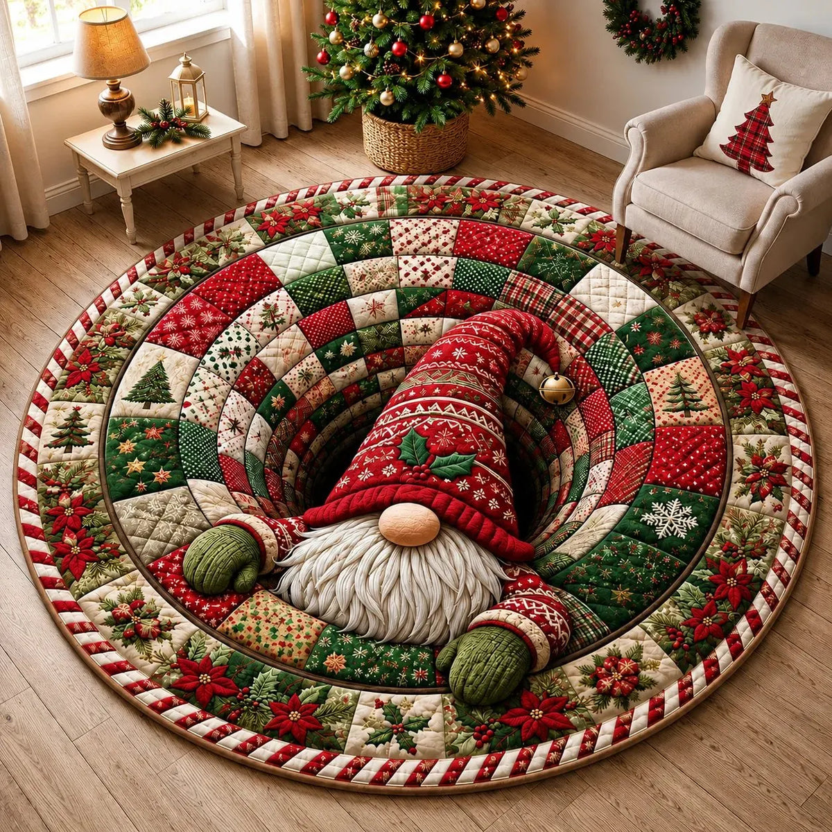Gretchen | Festive Christmas Round Rug