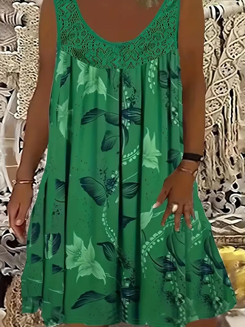 Petalyn | Lace Yoke Floral Swing Dress