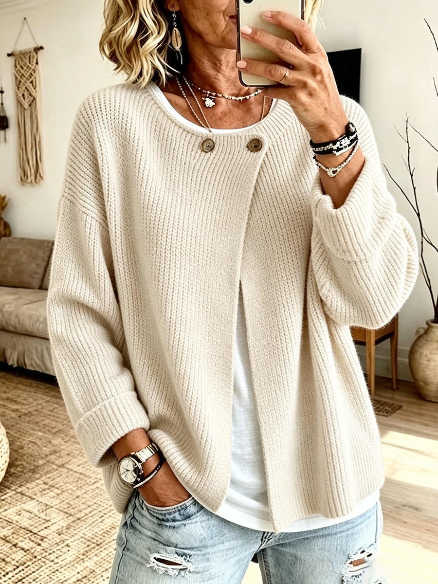 Kallie | Relaxed Button Detail Knit Cardigan
