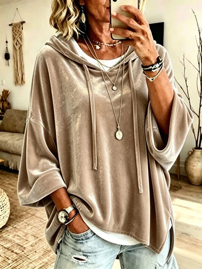 Halynne | Relaxed Velvet Knit Hoodie