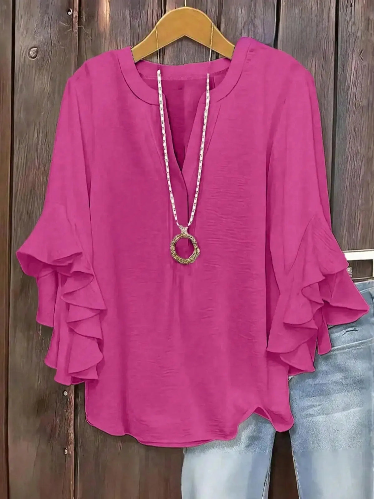 Evarisse | Graceful Ruffle Sleeve Blouse