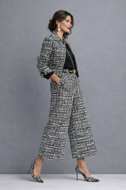 Ondine | Refined Tweed Wide Leg Trouser Set