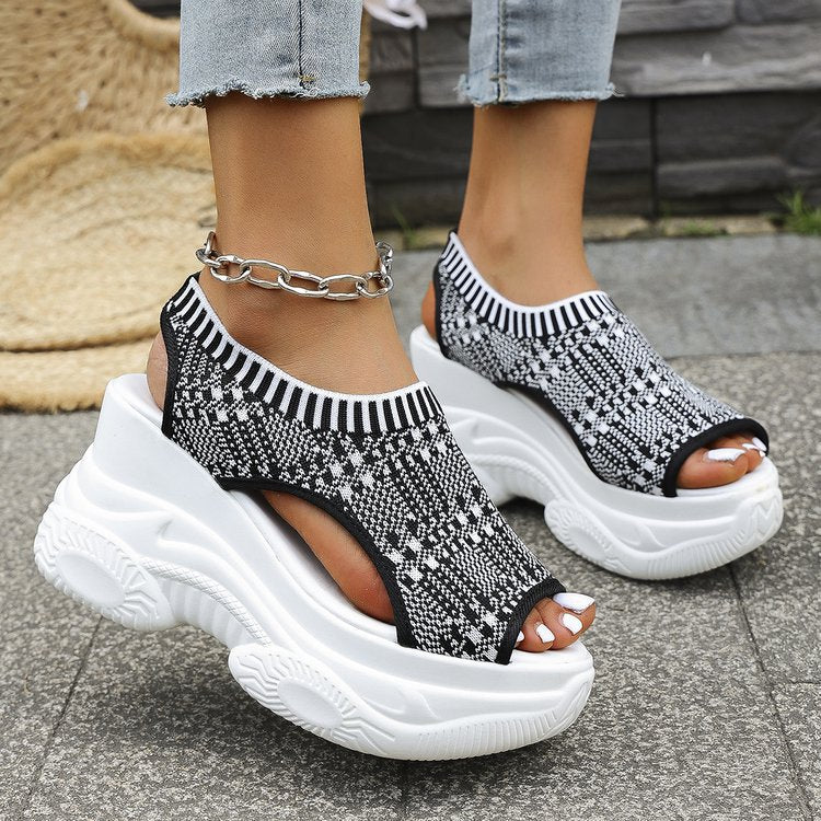 Zevarra | Platform Knit Walking Sandals