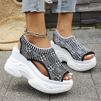 Zevarra | Platform Knit Walking Sandals