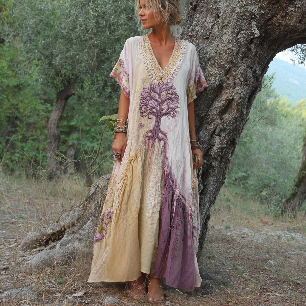 Xanthea | Relaxed V-Neck Boho Maxi Dress