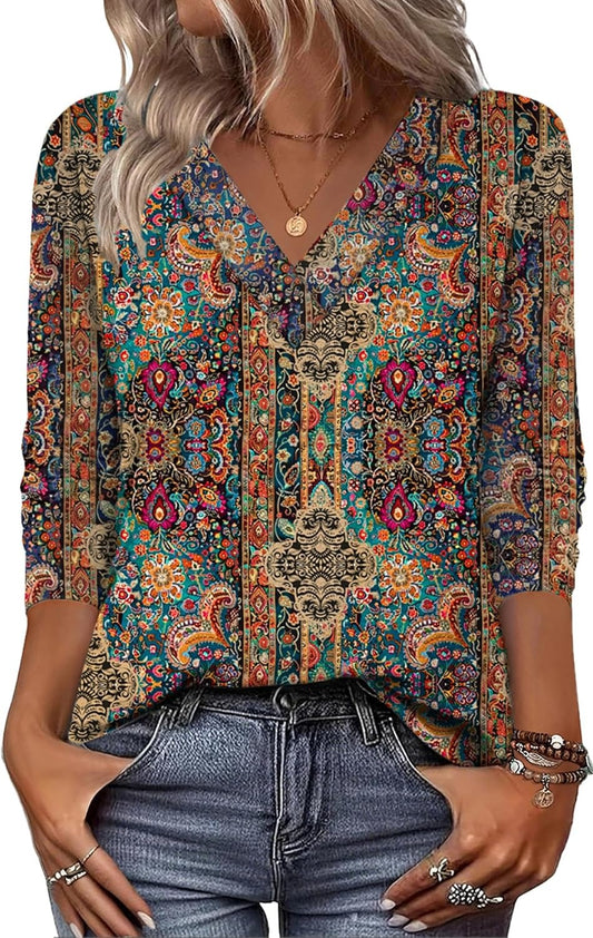 Bellarose | Boho Paisley Print Blouse