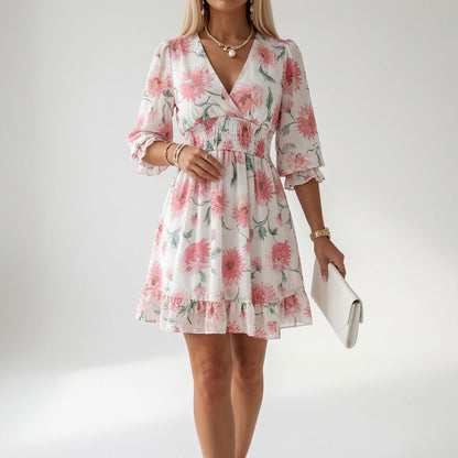 Belloria | Artistic V Neck Ruffle Dress