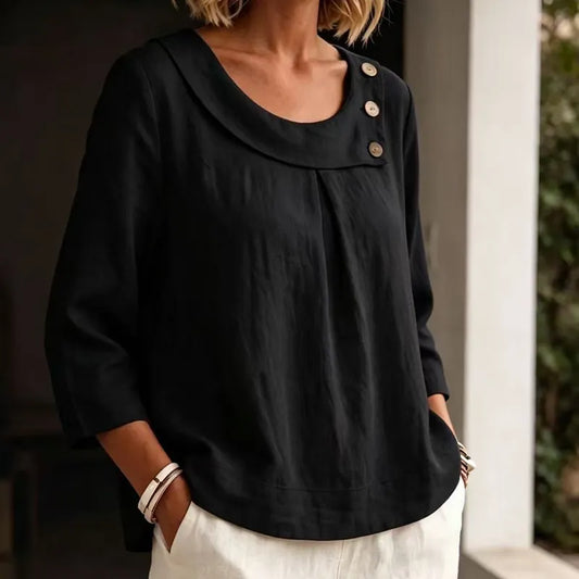 Ivanna | Elegant Pleated Neck Blouse