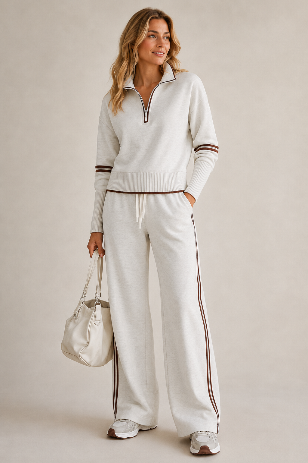 Quenara | Sporty Quarter Zip Two Piece Set