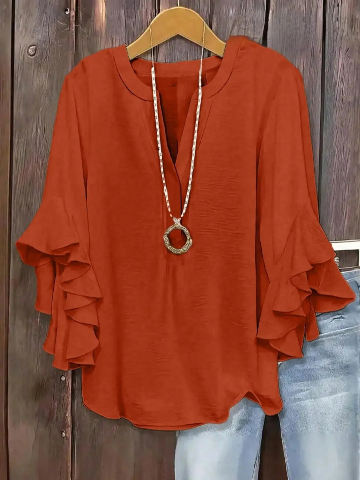 Evarisse | Graceful Ruffle Sleeve Blouse