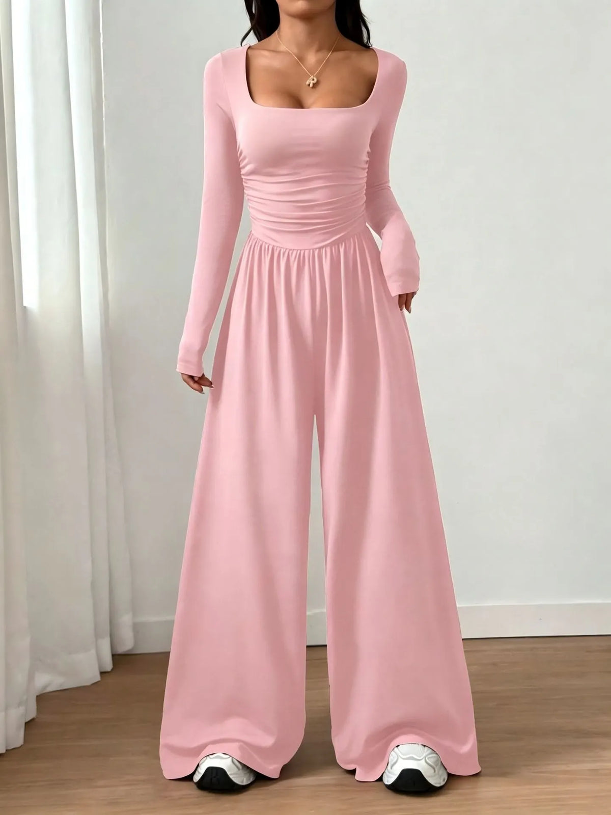 Joviana | Square Neck Wide Leg Jumpsuit