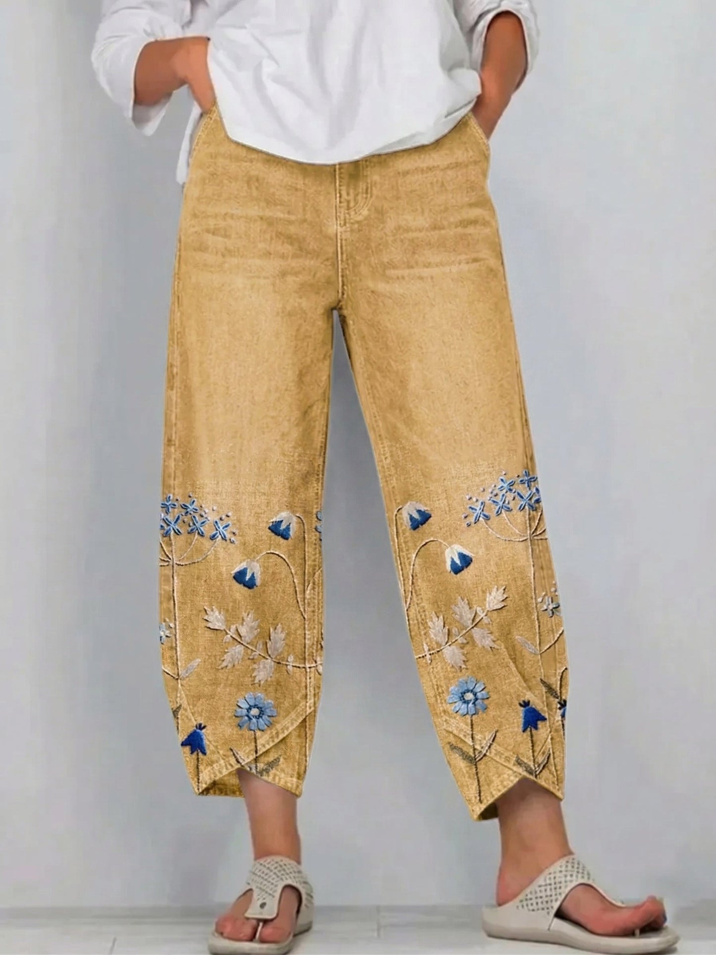 Calivra | Relaxed Embroidered Denim Trousers