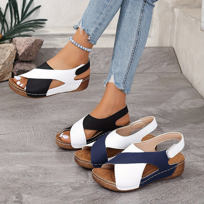 Lyndrel | Colour Block Open Toe Comfort Wedge Sandals