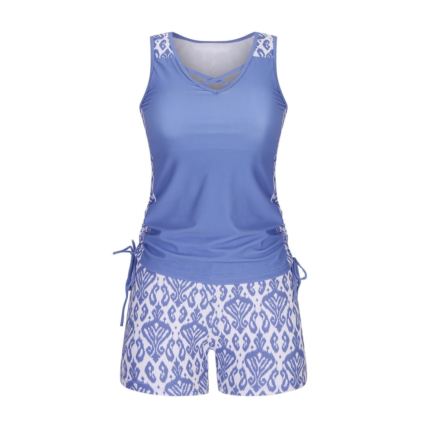 Corvessia | Criss Cross Printed Tankini Set