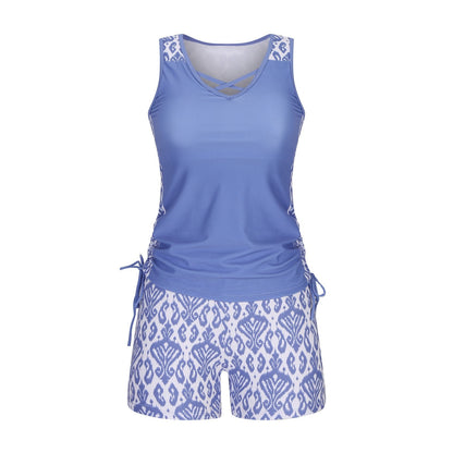 Corvessia | Criss Cross Printed Tankini Set