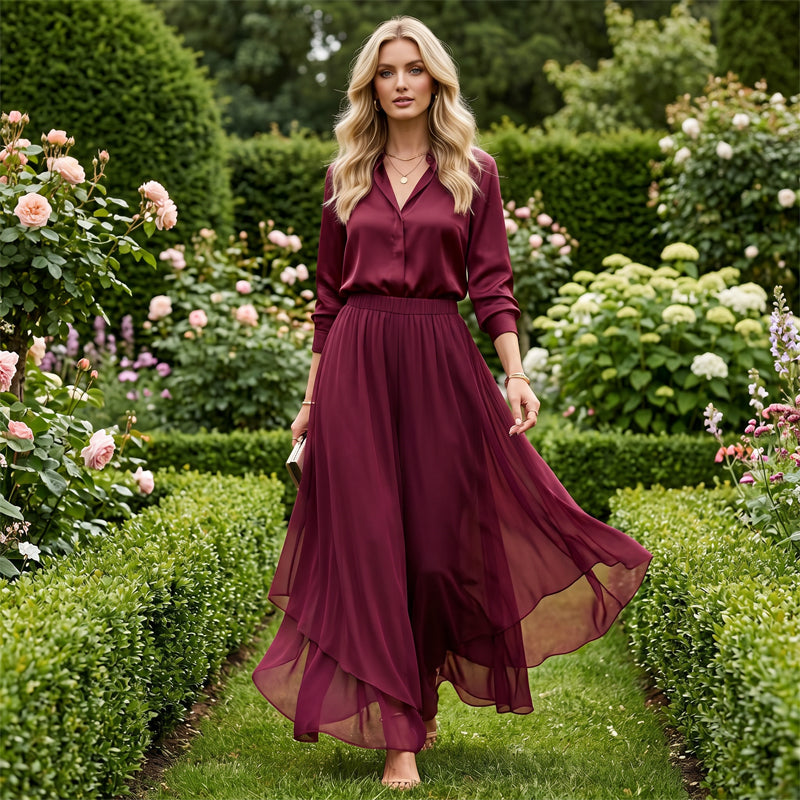 Aveline | Flowing Chiffon Palazzo Trousers