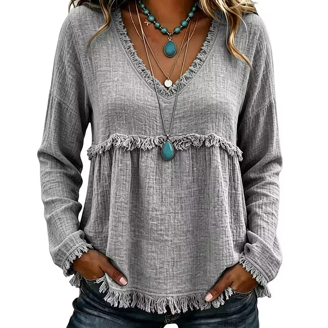 Catriona | Relaxed Tassel Trim Blouse