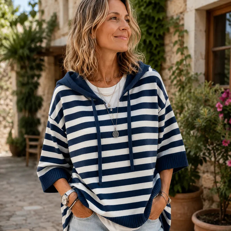 Elowise | Relaxed Stripe Hooded Sweater