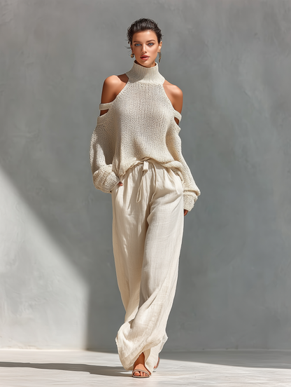 Quinvera | Cold Shoulder Knitwear Two Piece Set