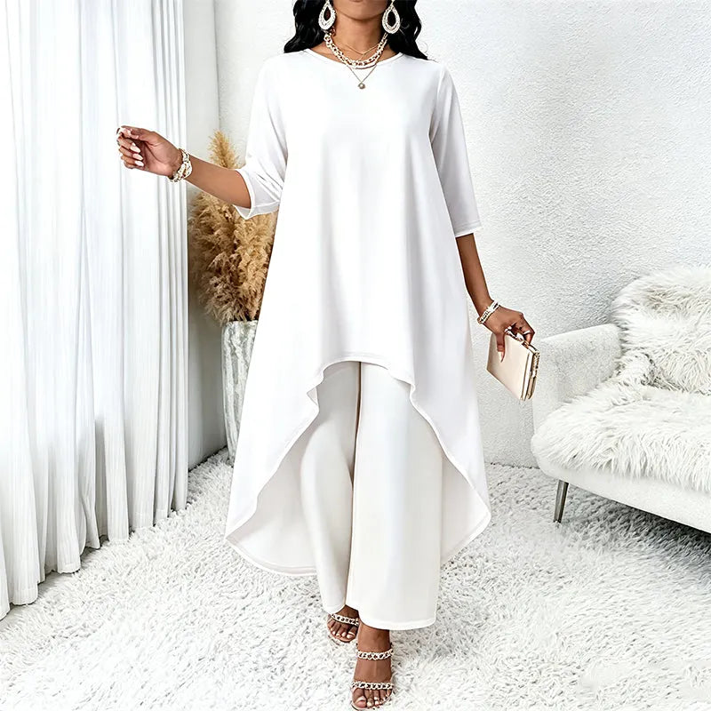 Ysella | Relaxed Asymmetric Wide Leg Pants Set