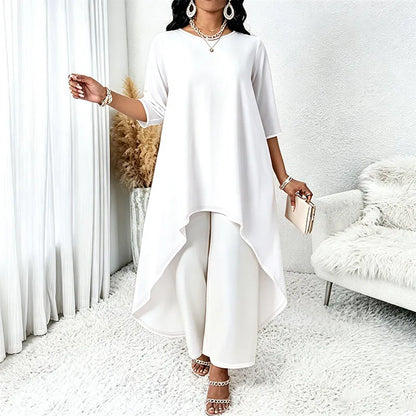 Ysella | Relaxed Asymmetric Wide Leg Pants Set