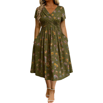 Oriavelle | Flowy V-Neck Midi Dress