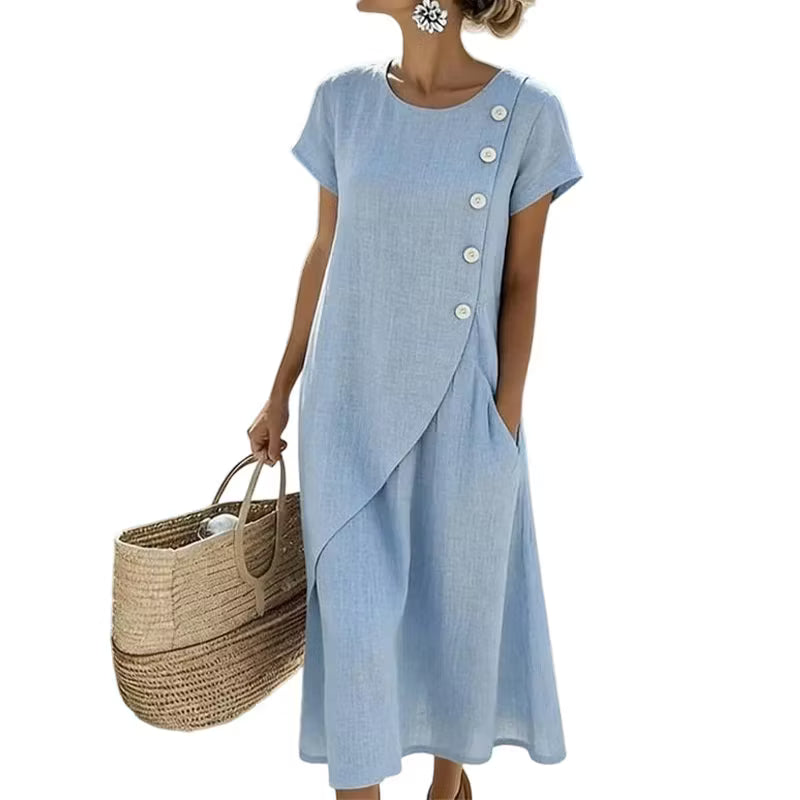 Avenelle | Asymmetrical Layered Linen Dress