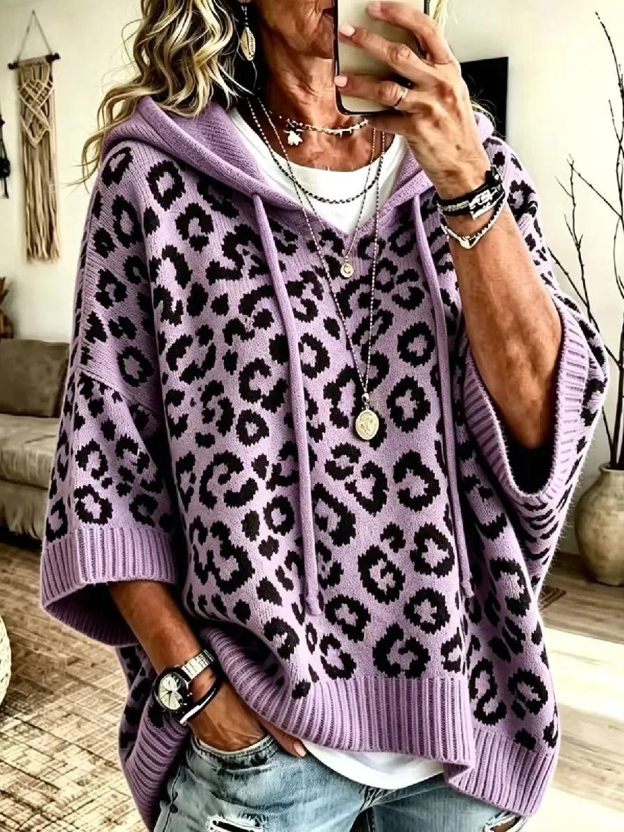 Loxley | Leopard Hooded Knit Sweater