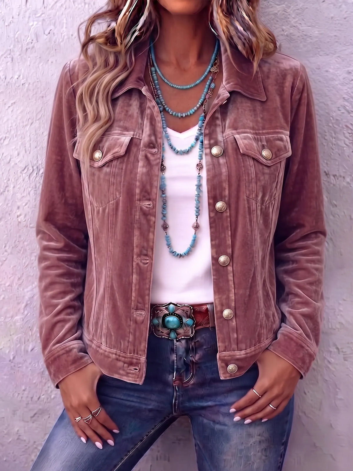 Coriselle | Casual Velvet Button Jacket