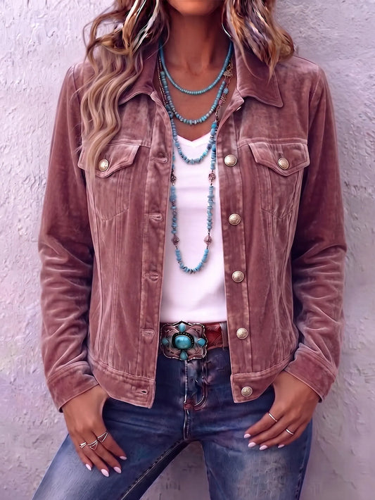 Coriselle | Casual Velvet Button Jacket