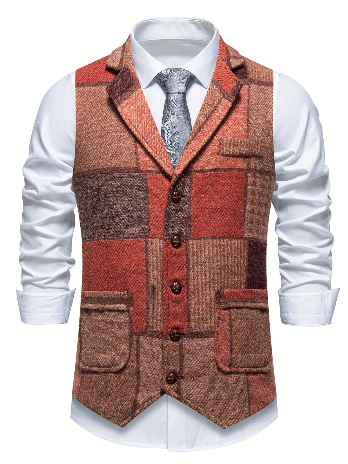 Garran | Patchwork Button Front Waistcoat
