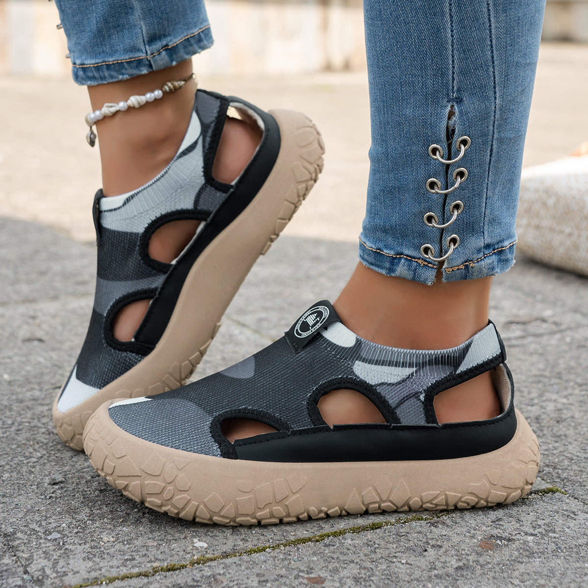 Elvara | Cushioned Cutout Walking Shoes