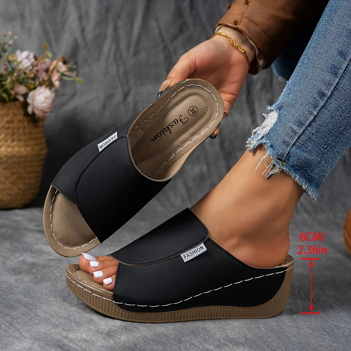 Mirelune | Casual Wedge Mule Sandals