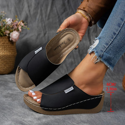 Mirelune | Casual Wedge Mule Sandals