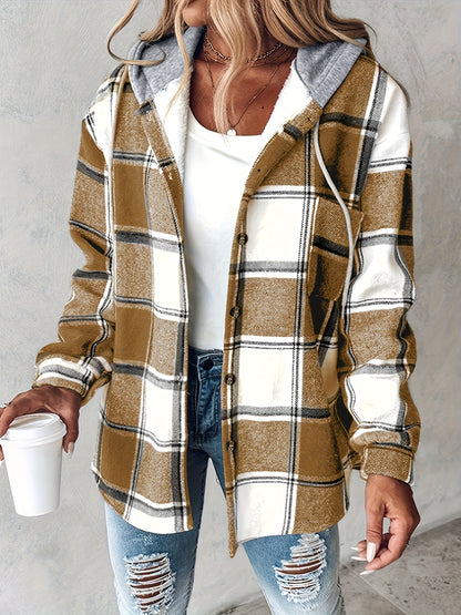 Orinthia | Plaid Hooded Shirt Jacket